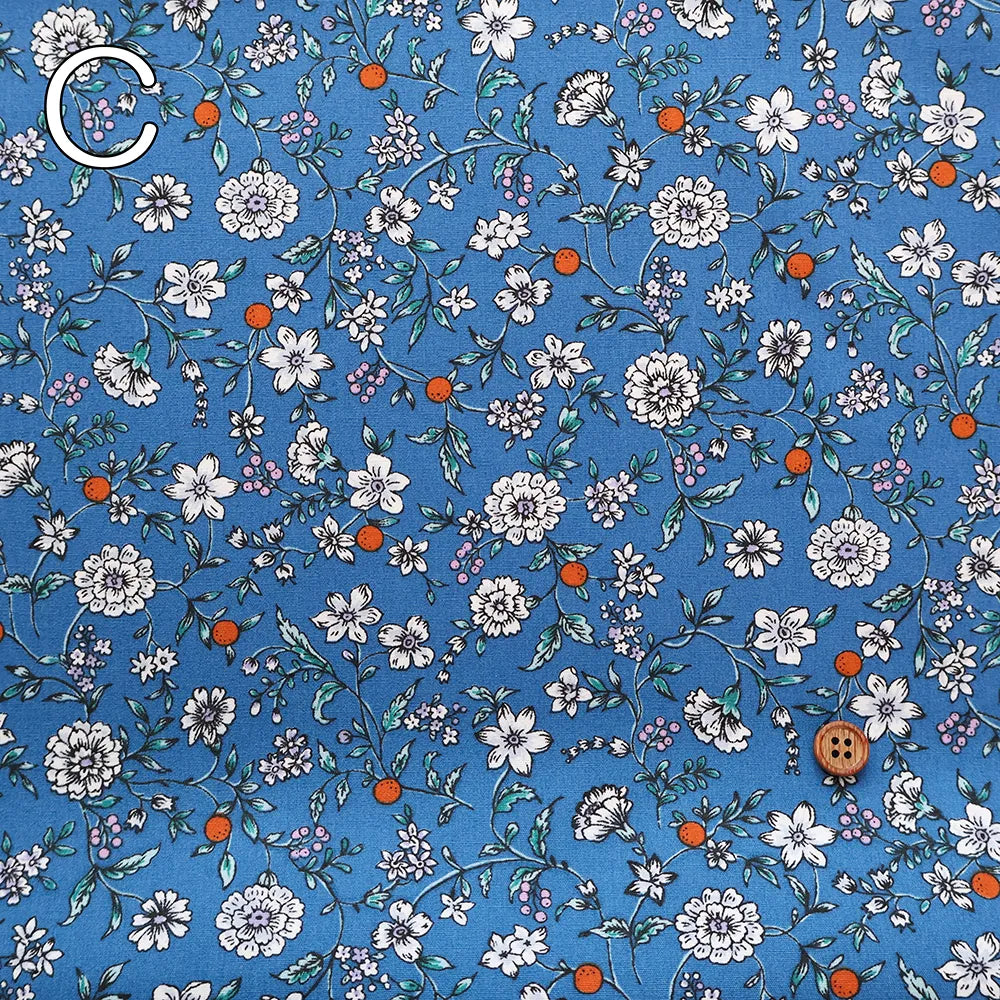 Cotton Broad Printed Fabric - Botanical Flowers - nomura tailor
