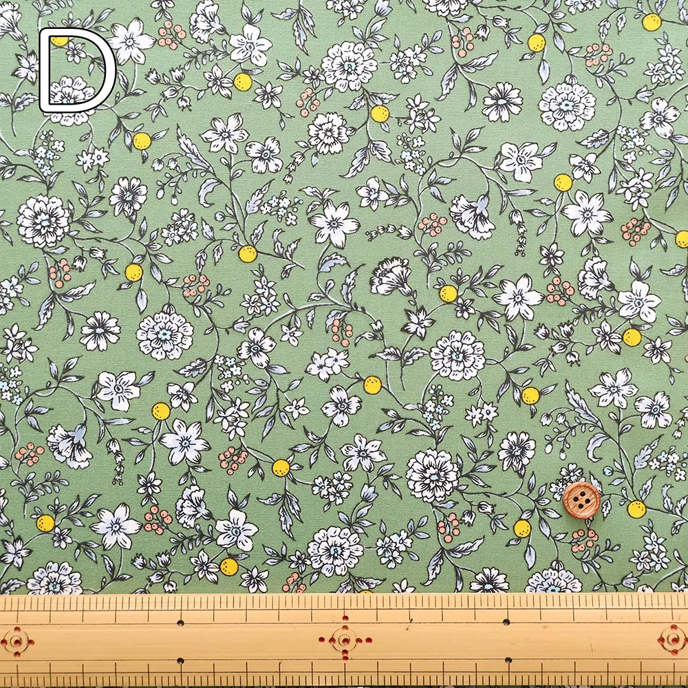 Cotton Broad Printed Fabric - Botanical Flowers - nomura tailor
