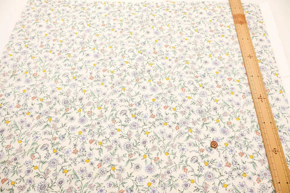 Cotton Broad Printed Fabric - Botanical Flowers - nomura tailor