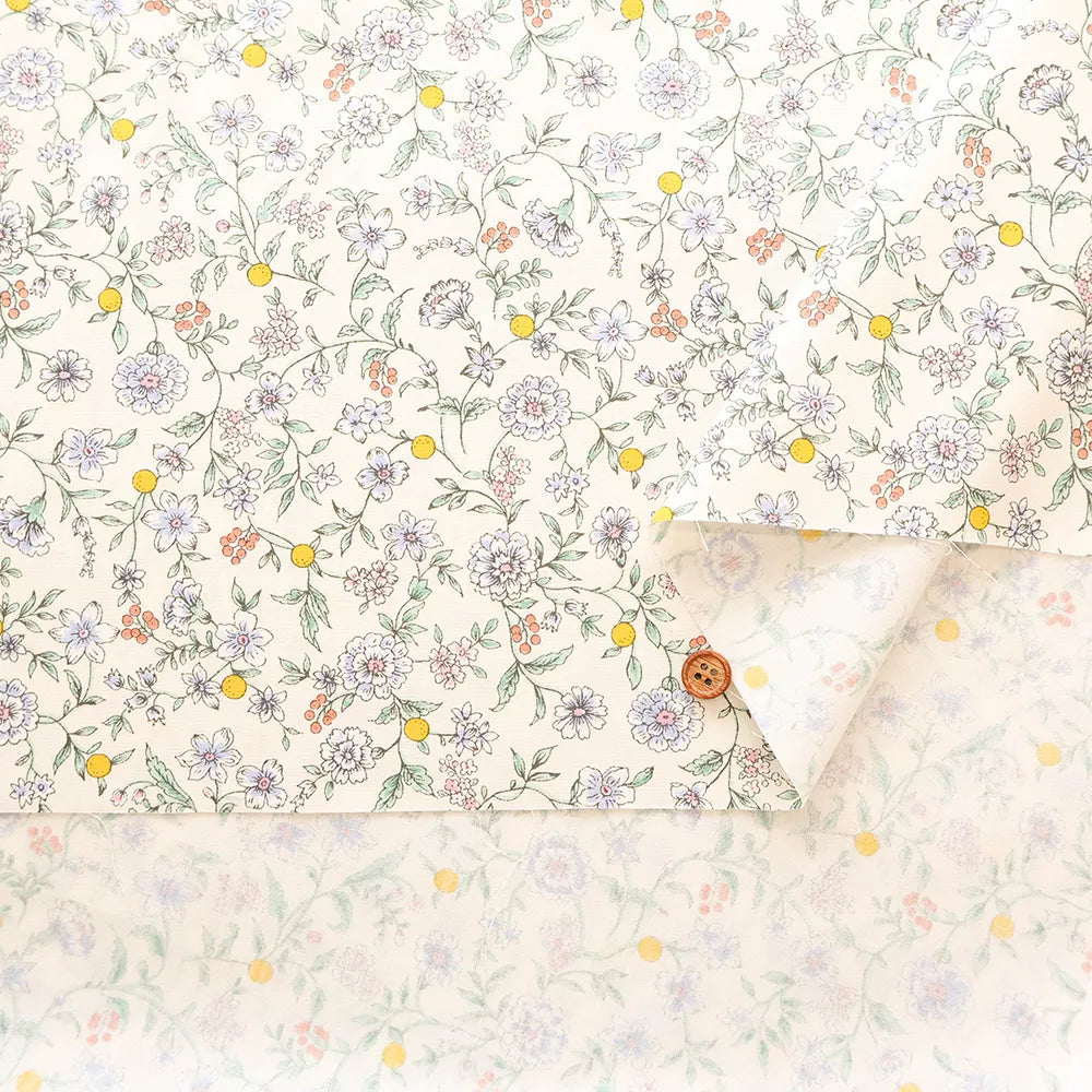 Cotton Broad Printed Fabric - Botanical Flowers - nomura tailor