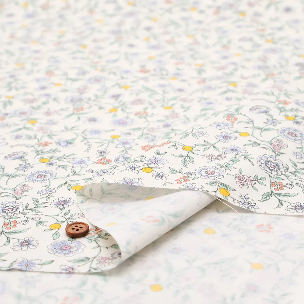 Cotton Broad Printed Fabric - Botanical Flowers - nomura tailor