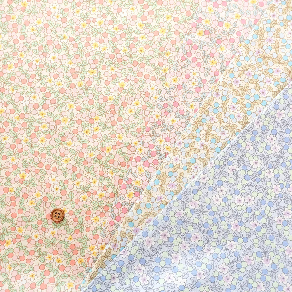 Cotton Broad Printed Fabric - Dot Flower - nomura tailor