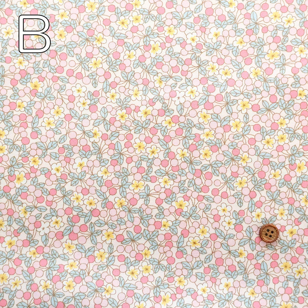 Cotton Broad Printed Fabric - Dot Flower - nomura tailor