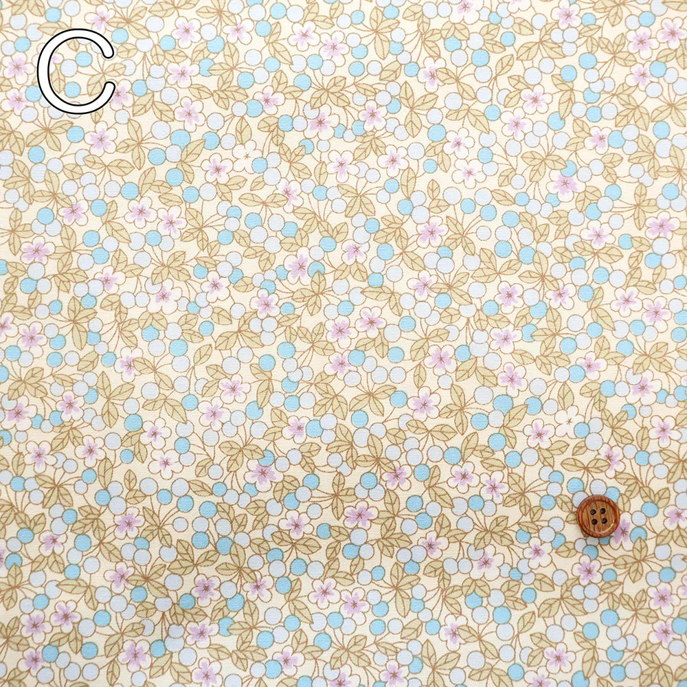 Cotton Broad Printed Fabric - Dot Flower - nomura tailor