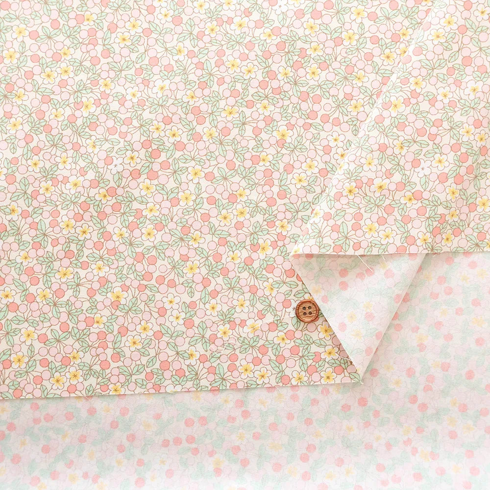 Cotton Broad Printed Fabric - Dot Flower - nomura tailor