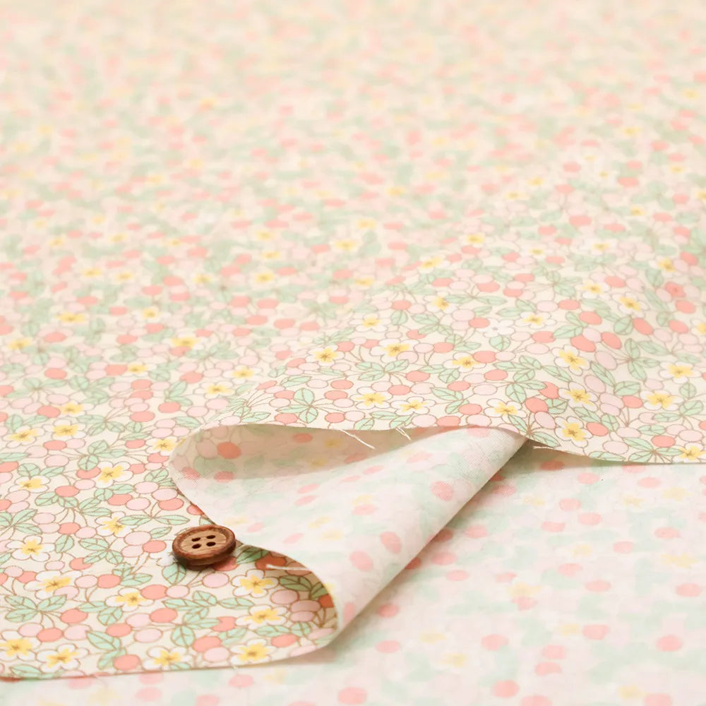 Cotton Broad Printed Fabric - Dot Flower - nomura tailor
