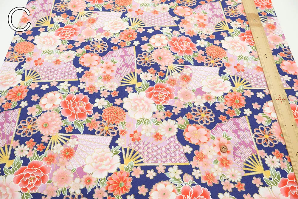 Cotton Sheeting printed Fabric - Kaleidoscope Romance 扇子 - nomura tailor