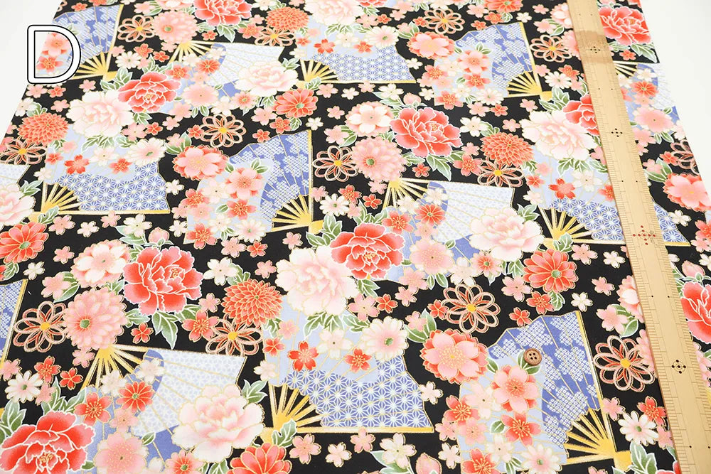 Cotton Sheeting printed Fabric - Kaleidoscope Romance 扇子 - nomura tailor