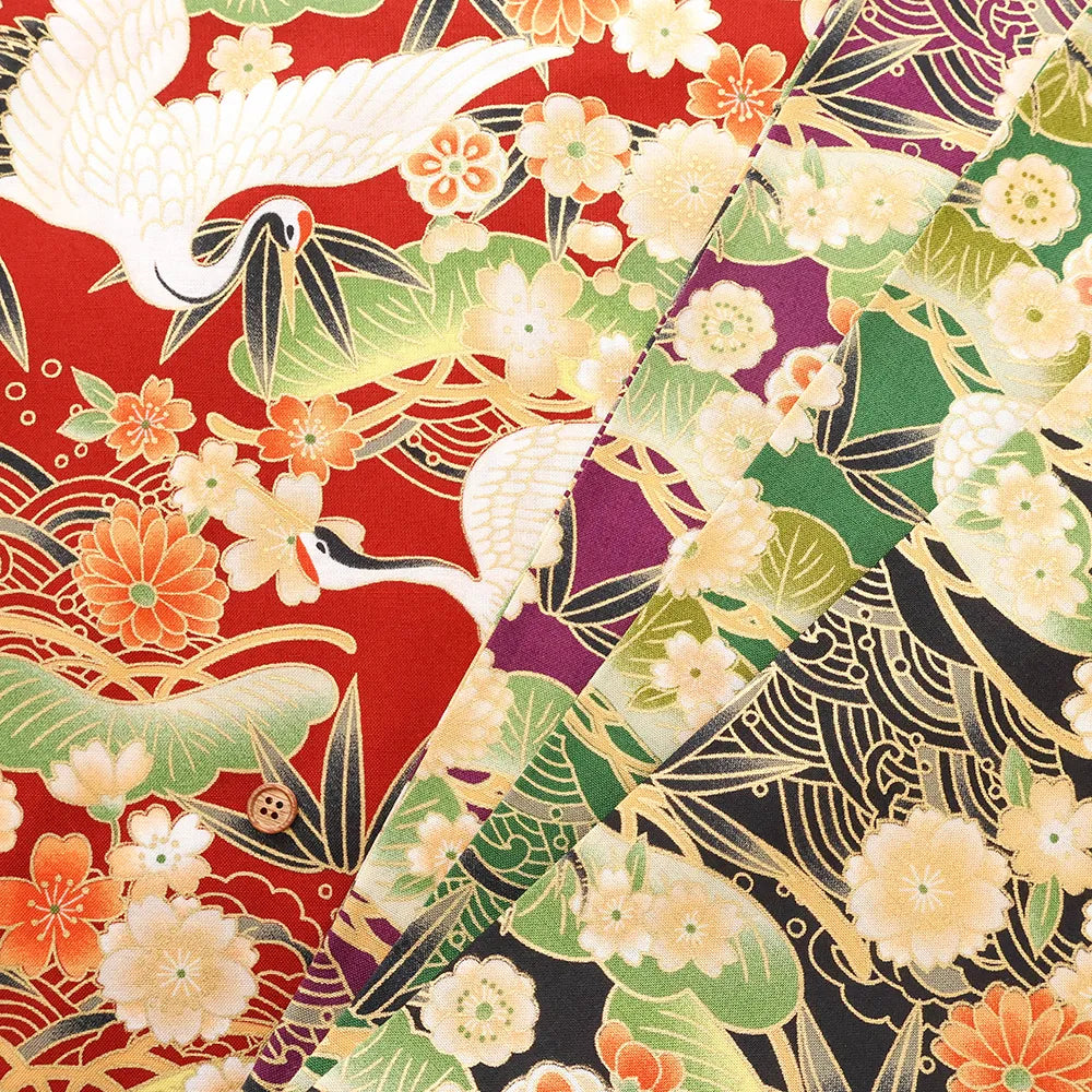 Cotton Sheeting printed Fabric - Kaleidoscope Romance - Crane - nomura tailor