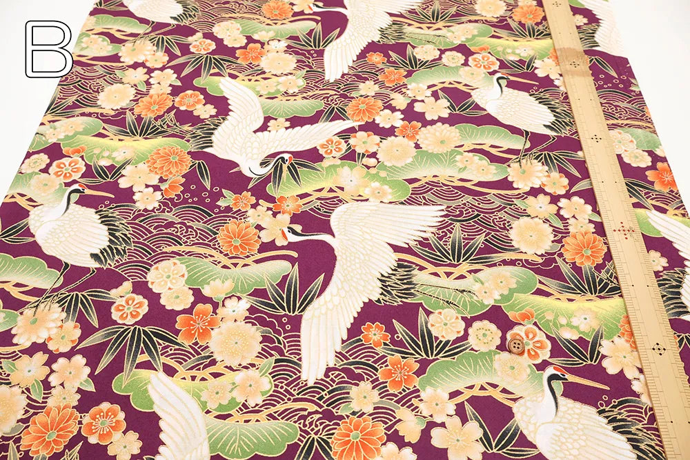 Cotton Sheeting printed Fabric - Kaleidoscope Romance - Crane - nomura tailor