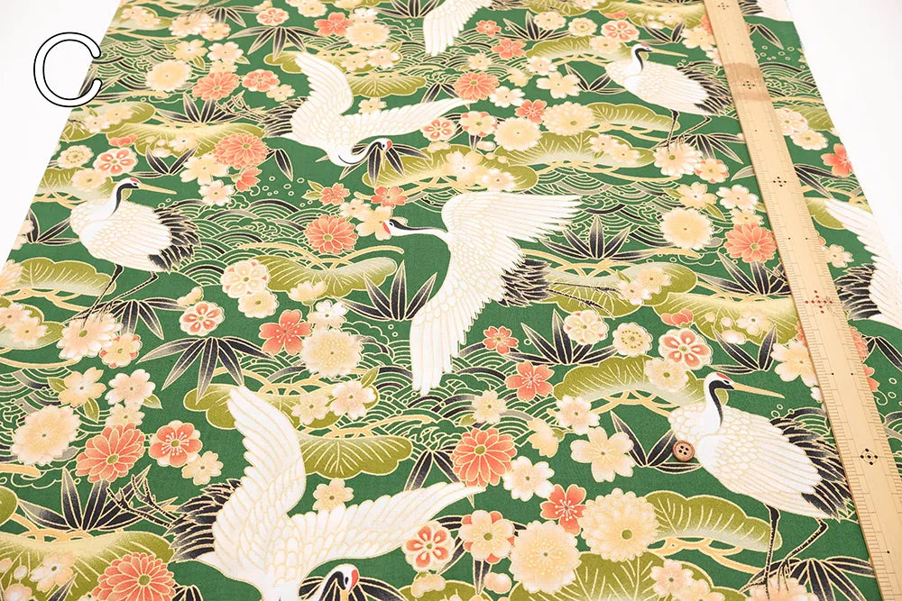 Cotton Sheeting printed Fabric - Kaleidoscope Romance - Crane - nomura tailor