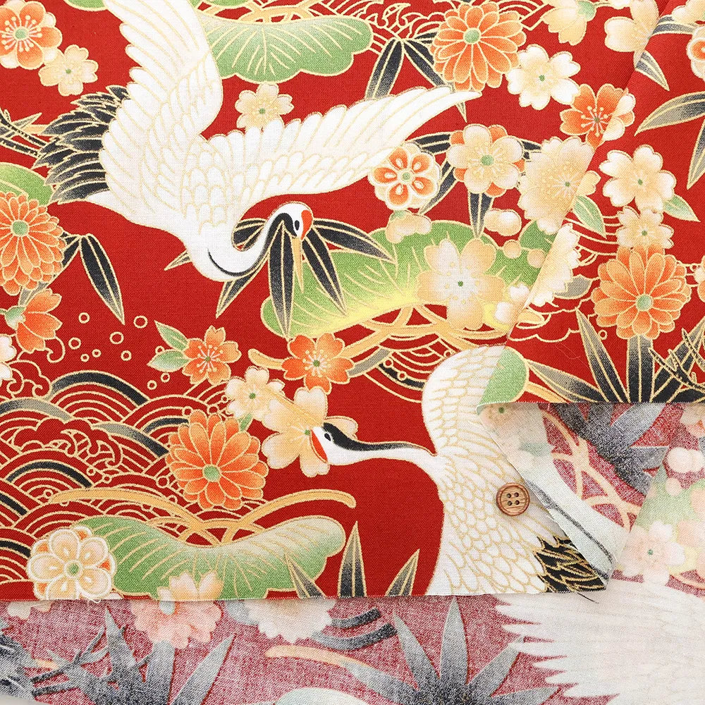 Cotton Sheeting printed Fabric - Kaleidoscope Romance - Crane - nomura tailor