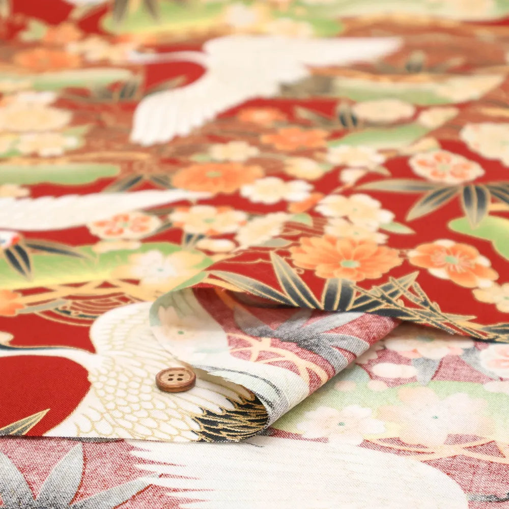 Cotton Sheeting printed Fabric - Kaleidoscope Romance - Crane - nomura tailor