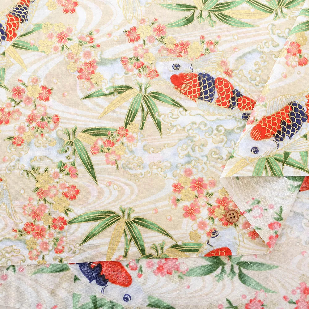 Cotton Sheeting printed Fabric - Kaleidoscope Romance - Carp - nomura tailor