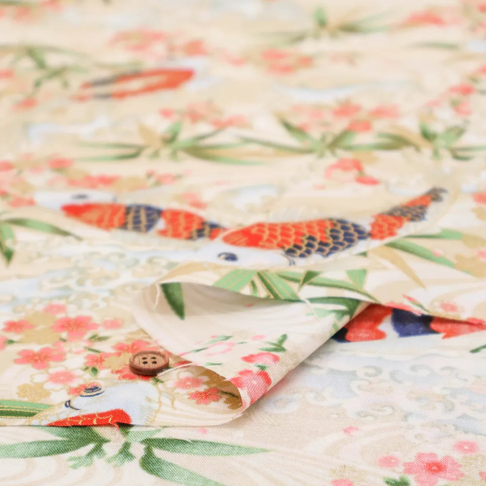 Cotton Sheeting printed Fabric - Kaleidoscope Romance - Carp - nomura tailor