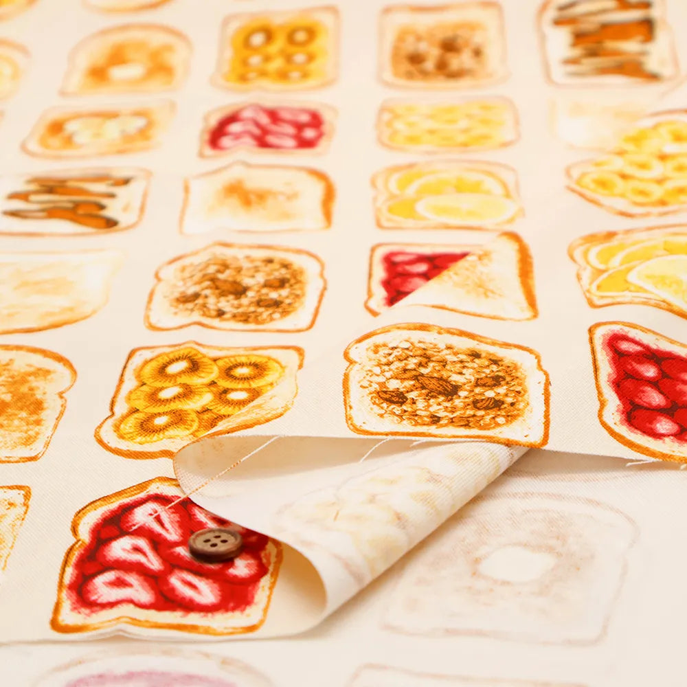 Cotton Oxford Printed Fabric - Toast - nomura tailor