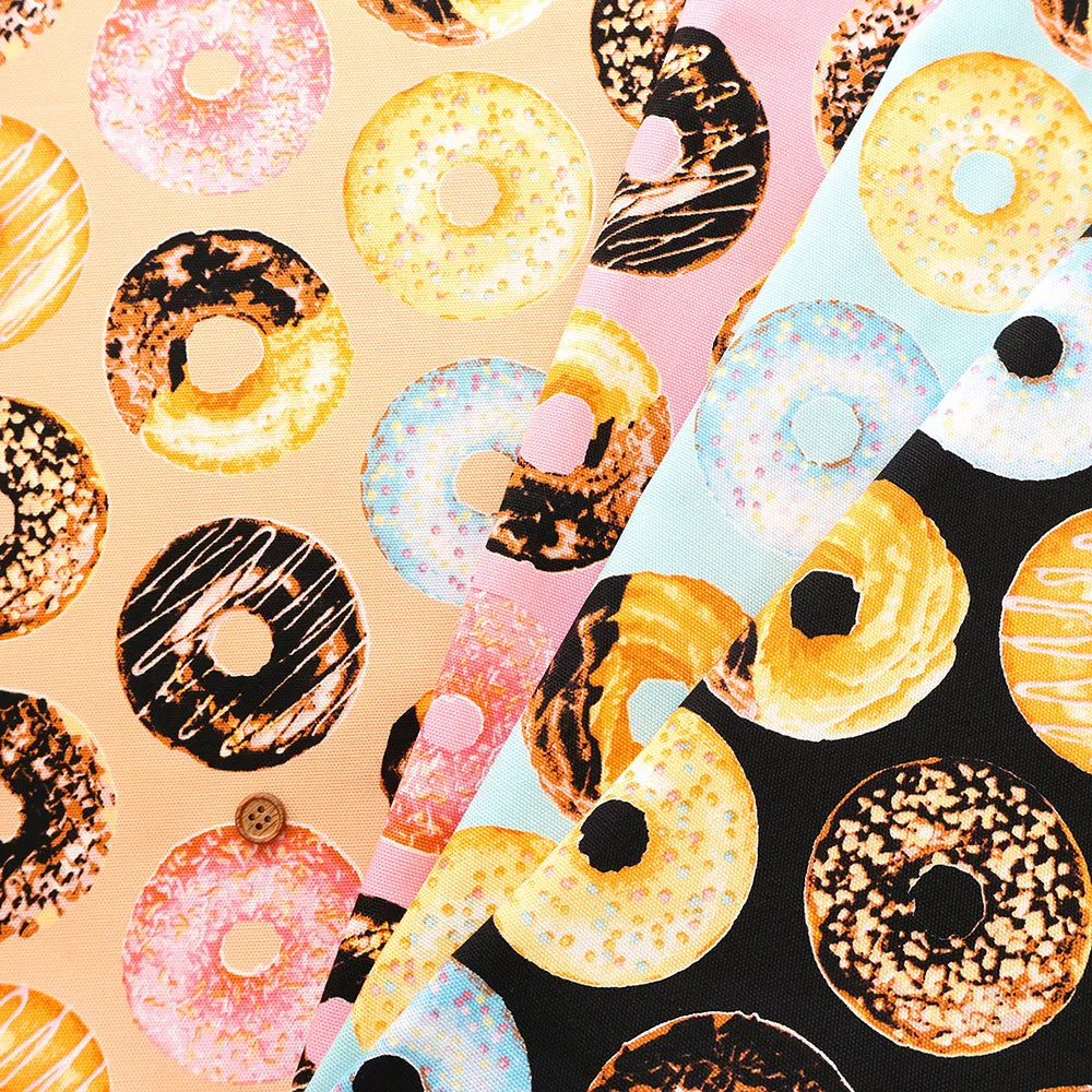 Cotton Oxford Printed Fabric - Donuts - nomura tailor