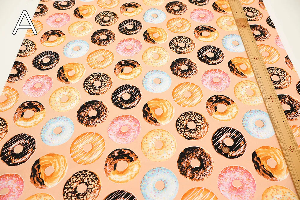Cotton Oxford Printed Fabric - Donuts - nomura tailor