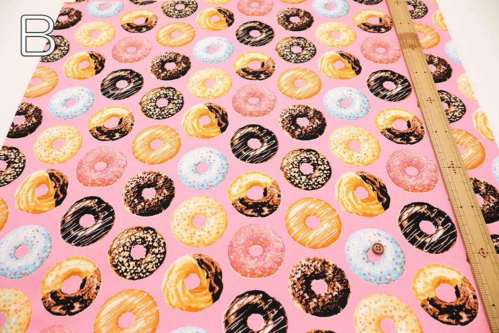 Cotton Oxford Printed Fabric - Donuts - nomura tailor