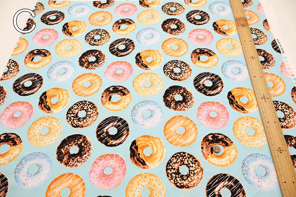 Cotton Oxford Printed Fabric - Donuts - nomura tailor