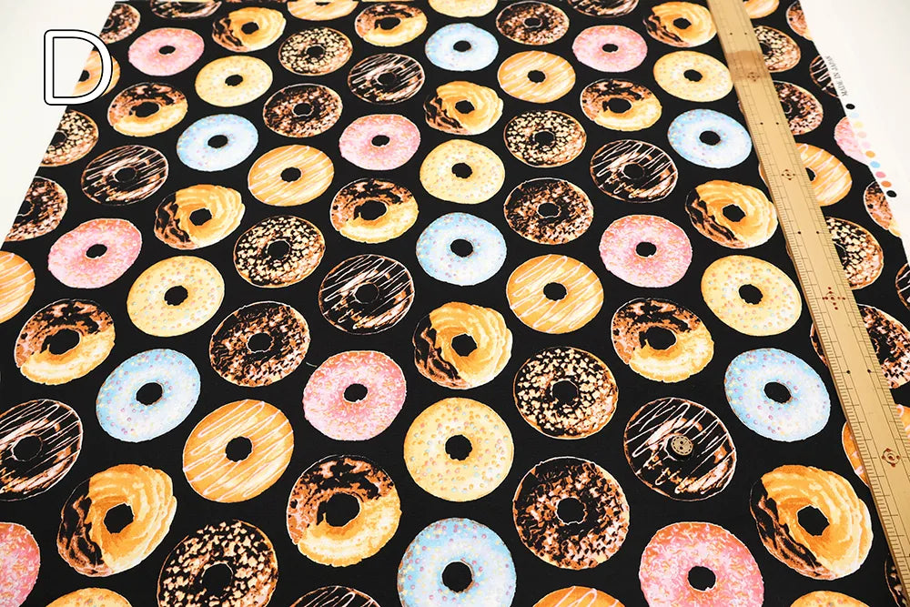 Cotton Oxford Printed Fabric - Donuts - nomura tailor