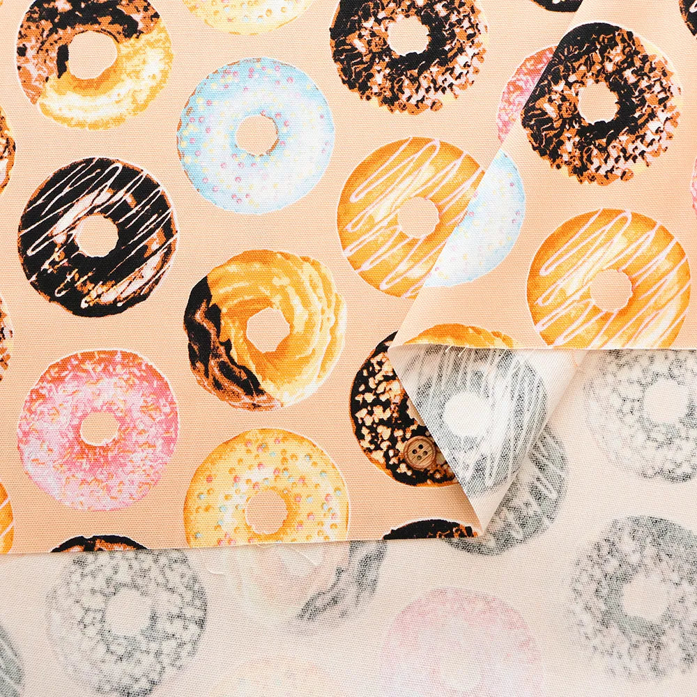 Cotton Oxford Printed Fabric - Donuts - nomura tailor
