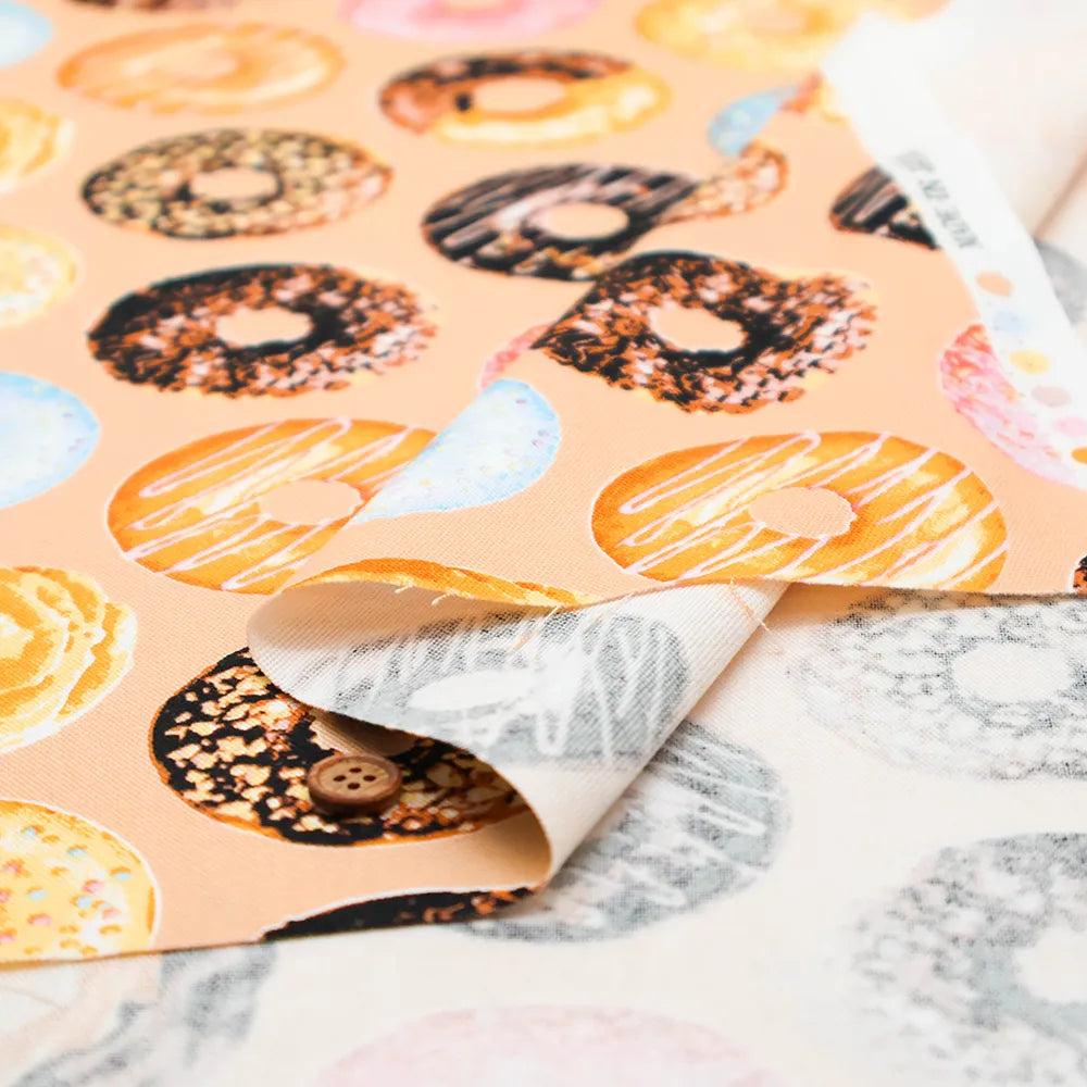 Cotton Oxford Printed Fabric - Donuts - nomura tailor