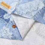 Cotton Ox Printed Fabric Denim and Lace - nomura tailor