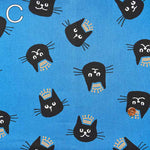 Cotton sheeting print fabric Cat and crown - nomura tailor