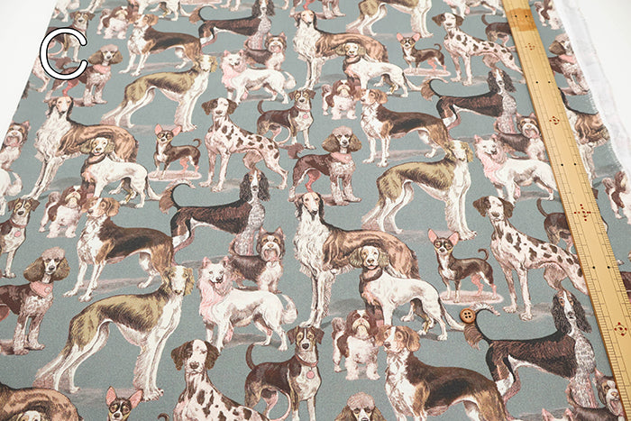 Cotton Muslin printed Fabric - nora. Dog - nomura tailor