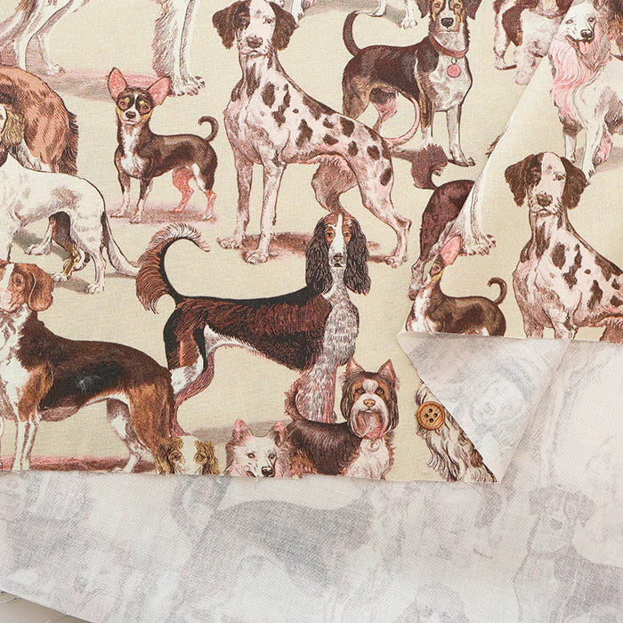 Cotton Muslin printed Fabric - nora. Dog - nomura tailor