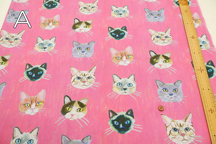 Cotton Muslin printed Fabric - nora. Cat - nomura tailor