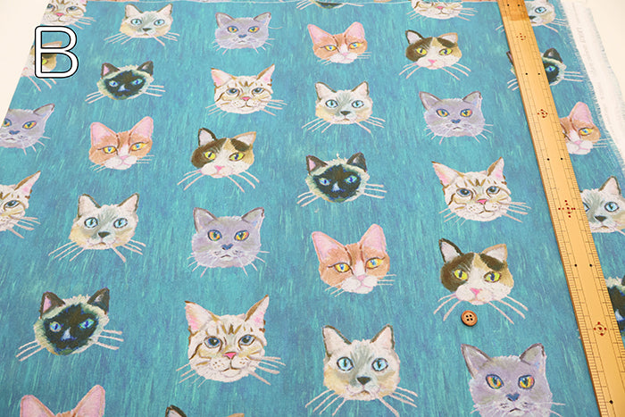 Cotton Muslin printed Fabric - nora. Cat - nomura tailor