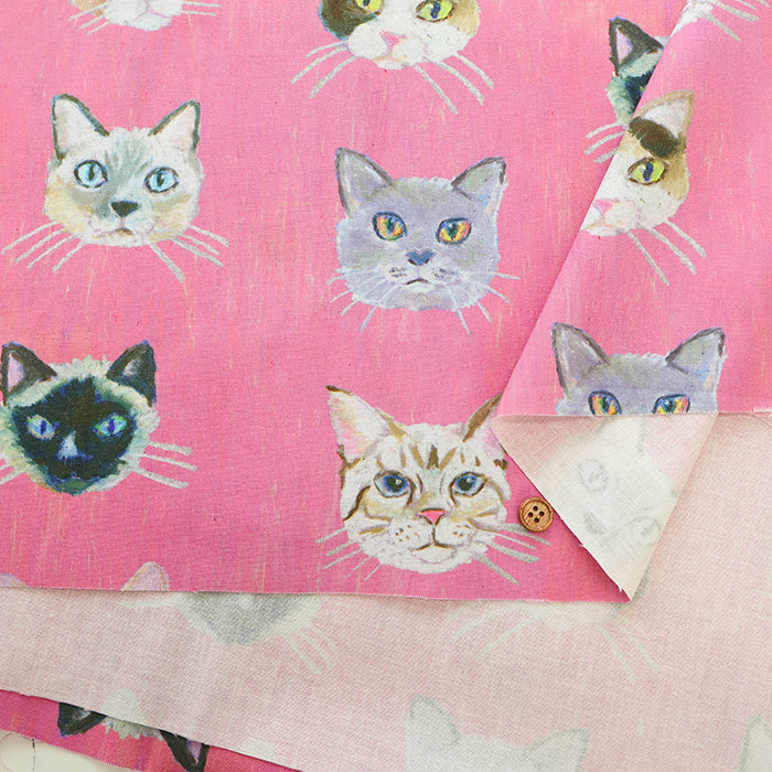 Cotton Muslin printed Fabric - nora. Cat - nomura tailor