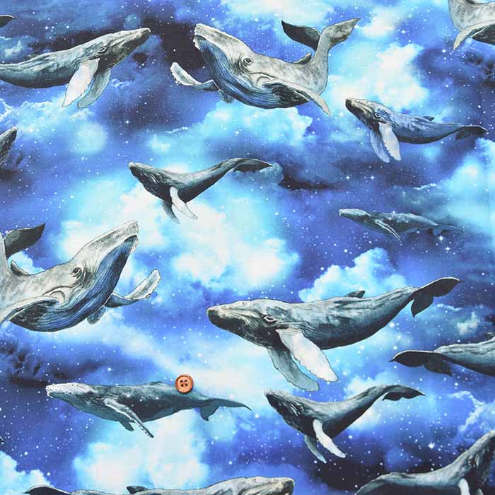 cotton sheeting print fabric inkjet print mingswim whale - nomura tailor