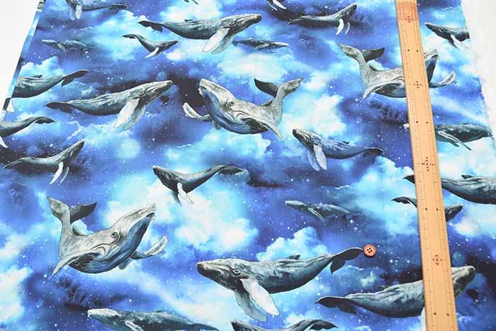 cotton sheeting print fabric inkjet print mingswim whale - nomura tailor