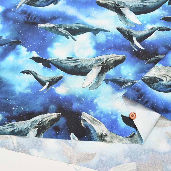 cotton sheeting print fabric inkjet print mingswim whale - nomura tailor