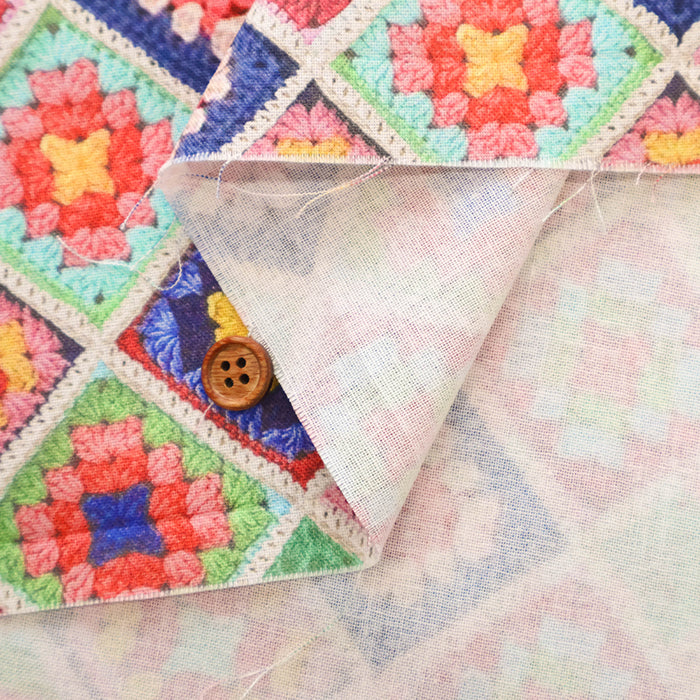Cotton Sheeting Inkjet Printed Fabric - RiCONIC Granny Square - nomura tailor