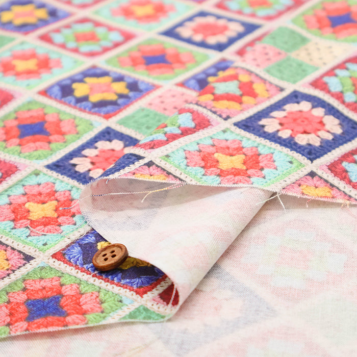 Cotton Sheeting Inkjet Printed Fabric - RiCONIC Granny Square - nomura tailor
