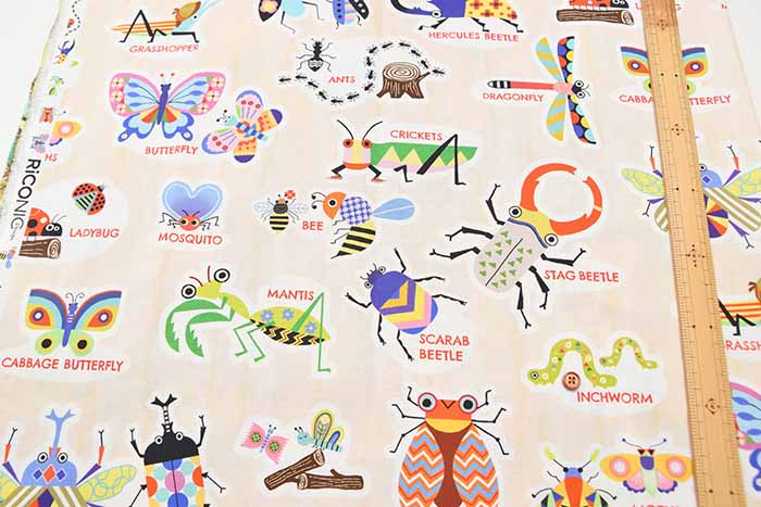 Cotton Seating Printed Fabric Inkjet Print RiCONIC×Kao Hagashi-Bugs - nomura tailor