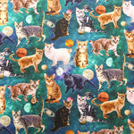 Cotton Sheeting Inkjet-printed Fabric - nora. Space Cat - nomura tailor
