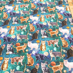 Cotton Sheeting Inkjet-printed Fabric - nora. Space Cat - nomura tailor