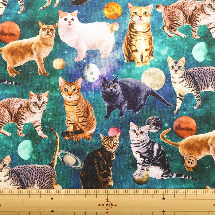 Cotton Sheeting Inkjet-printed Fabric - nora. Space Cat - nomura tailor