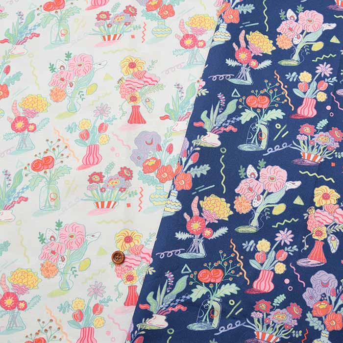 Cotton seating inkjet print fabric NORA. Pop Flower - nomura tailor