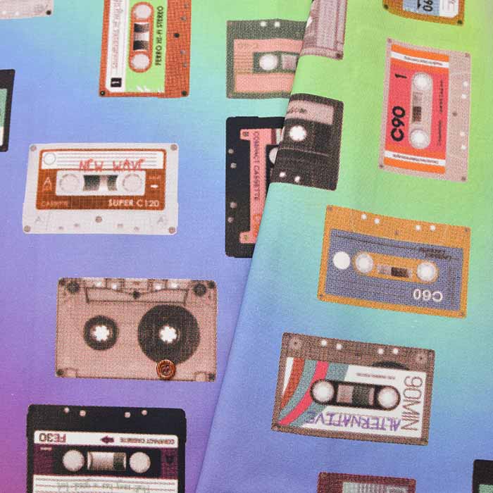 Cotton seating print fabric nora. Cassette tape - nomura tailor