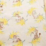 C/L Canvas Printed Fabric Mimosa and Cat - nomura tailor