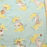 C/L Canvas Printed Fabric Mimosa and Cat - nomura tailor