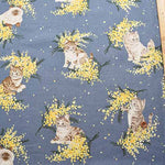 C/L Canvas Printed Fabric Mimosa and Cat - nomura tailor