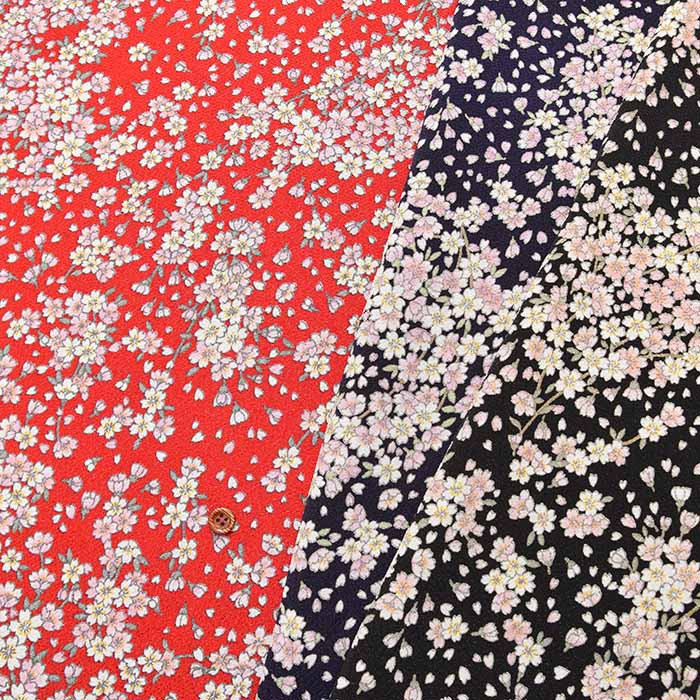 Polyester Chirimen Print Fabric Sakura - nomura tailor