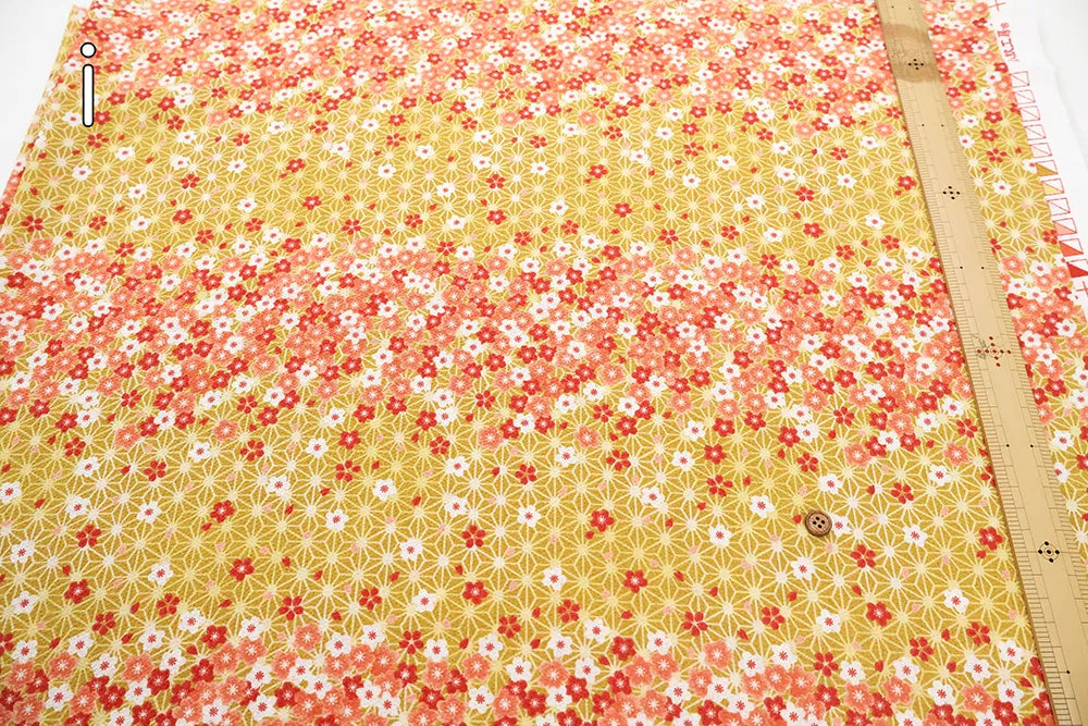 Polyester Crepe (Chirimen) Printed Fabric - Falling Petals - nomura tailor